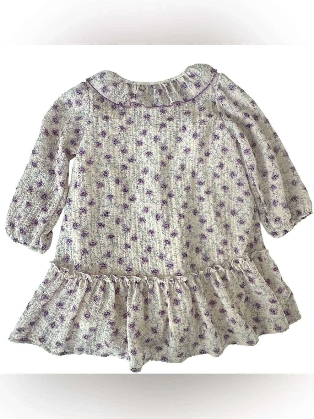 Zara girl’s Cream Dress with Purple Floral Print.  Size 2-3T.